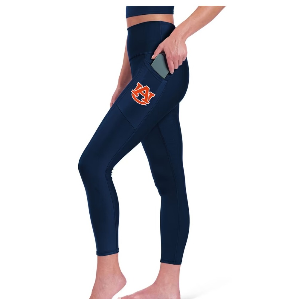 Certo Auburn Tigers Navy Blue High Waisted Athletic Leggings Pockets Small